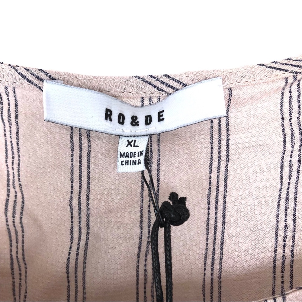 Ro & De Asymmetric Ruffled Cami Rose & Navy Stripe - Picture 3 of 8
